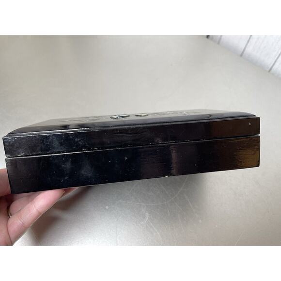 Vintage Oriental Lacquer Jewelry Box Mother of Pearl Raised Peacock Floral - Picture 3 of 7